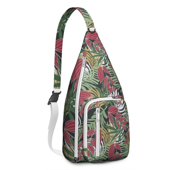 Tropical Aloha Hiking Sling Backpack – Lightweight, Waterproof, Palm Leaf Design, Perfect for Beach, Summer Adventures, and Outdoor Travel