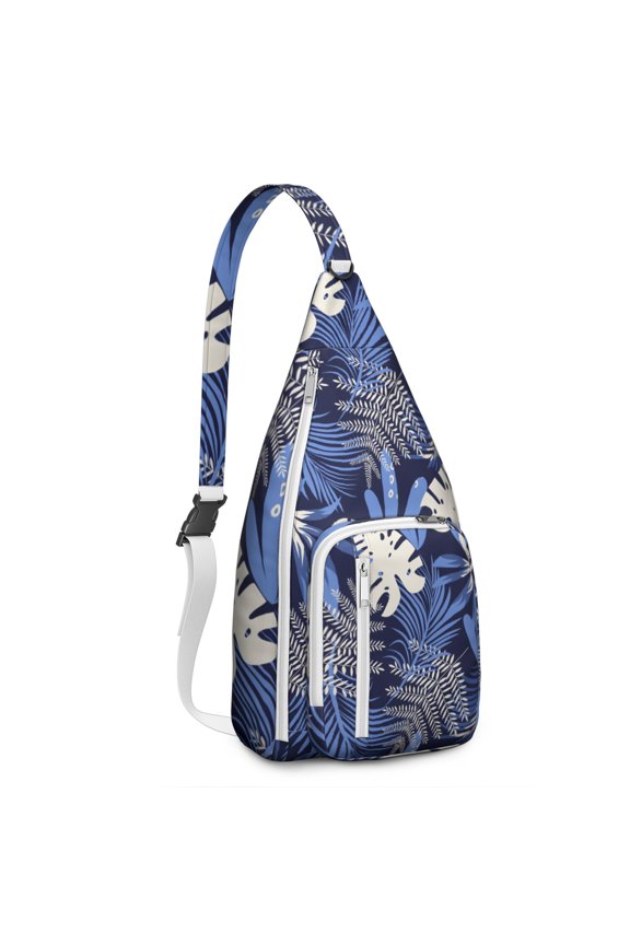 Tropical Aloha Hiking Sling Backpack – Lightweight, Waterproof, Palm Leaf Design, Perfect for Beach, Summer Adventures, and Outdoor Travel