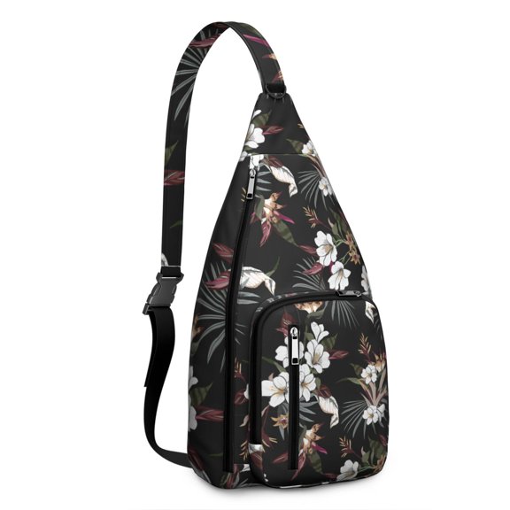 Tropical Aloha Hiking Sling Backpack – Lightweight, Waterproof, Palm Leaf Design, Perfect for Beach, Summer Adventures, and Outdoor Travel