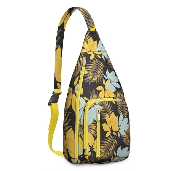 Tropical Aloha Hiking Sling Backpack – Lightweight, Waterproof, Palm Leaf Design, Perfect for Beach, Summer Adventures, and Outdoor Travel