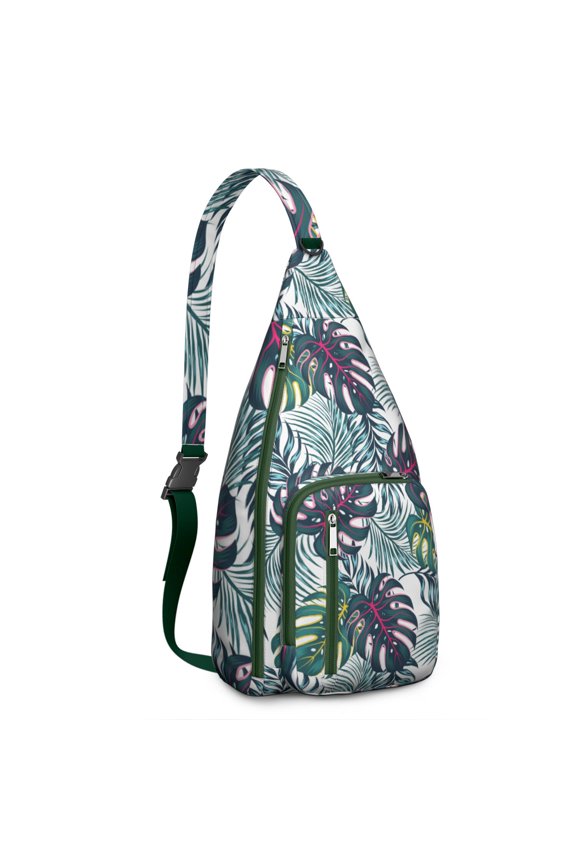 Tropical Aloha Hiking Sling Backpack – Lightweight, Waterproof, Palm Leaf Design, Perfect for Beach, Summer Adventures, and Outdoor Travel