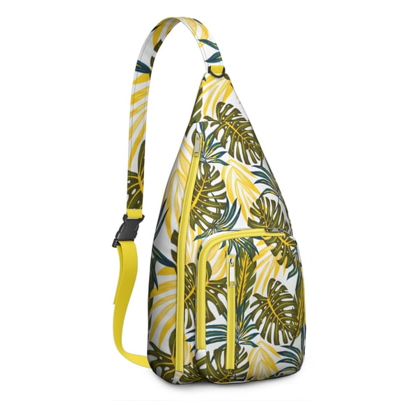 Tropical Aloha Hiking Sling Backpack – Lightweight, Waterproof, Palm Leaf Design, Perfect for Beach, Summer Adventures, and Outdoor Travel