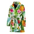 thumbnail image 1 of Tropical Aloha Pineapple Pattern Women Bathrobe One Size Univeral Fits, Pineapple Aloha Tropical Fruits Hawaiian Fashion Lightweight Plush Fleece Long Robe For Women, 1 of 3