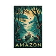 thumbnail image 1 of Tropical Amazon Classic Poster Retro Brazil Cityscape with Rivers & Lush Nature Canvas Poster, 1 of 8