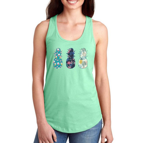Tropical And Floral Pineapple Racerback Tank Women -Smartprints Designs, Female Medium