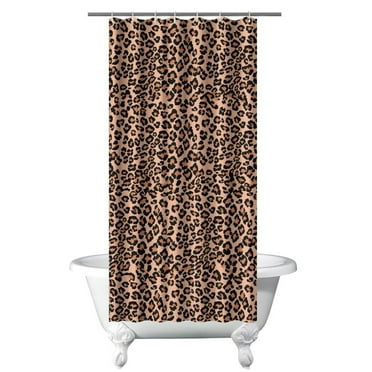 Tropical Animal Print Shower Curtain Waterproof Bathroom Drapes 36x72 inches Fade-Resistant Quick Dry Fabric with 12 Hooks Modern Leopard Design