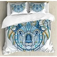 thumbnail image 1 of Tropical Animals Duvet Cover Set Queen Size, Tribal Patterned Head of Koala with Asian Ornate Motifs Australian Icon Image, Decorative 3 Piece Bedding Set with 2 Pillow Shams, Blue, by Ambesonne, 1 of 3