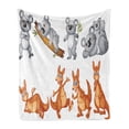 thumbnail image 1 of Tropical Animals Soft Flannel Fleece Blanket, Australian Baby Kangaroos and Koala Bears in Different Positions Art Print, Cozy Plush for Indoor and Outdoor Use, 50" x 70", Grey Brown, by Ambesonne, 1 of 5