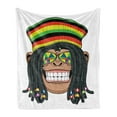 thumbnail image 1 of Tropical Animals Soft Flannel Fleece Blanket, Portrait of Chimpanzee with Dreadlocks and Cap Hippie Musician Monkey Boho, Cozy Plush for Indoor and Outdoor Use, 50" x 70", Multicolor, by Ambesonne, 1 of 6
