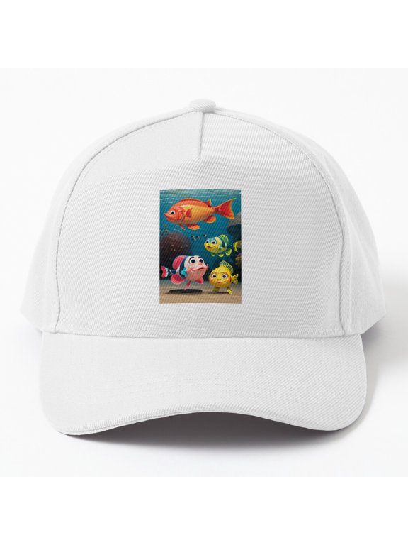 Tropical Animated Fish Baseball Cap, Ocean Animal Graphic, Classic Hat Style