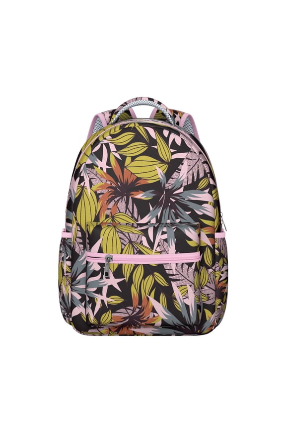 Tropical Backpack for Students Hawaiian Aloha Palm Leaf Bookbag Vibrant Jungle Leaf Backpack for School, Travel, Outdoor
