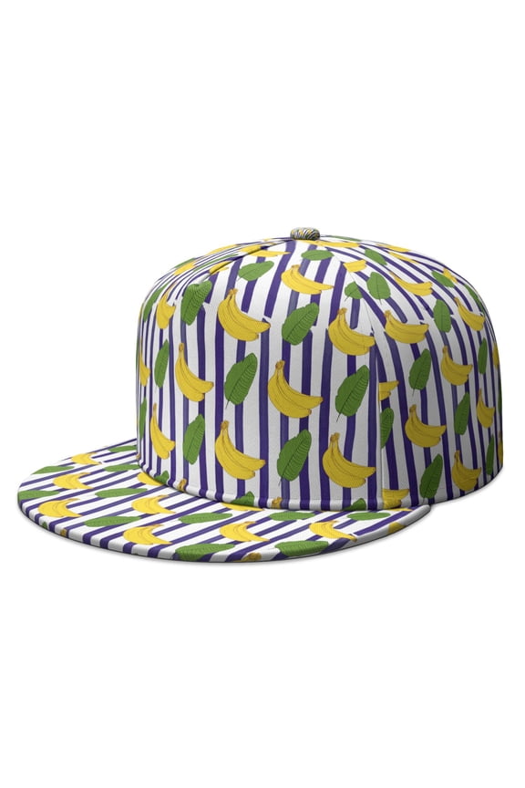 Tropical Banana Cap - Juicy Yellow Fruit Print Adjustable Snapback, Cute Kawaii Design with Sweet Style