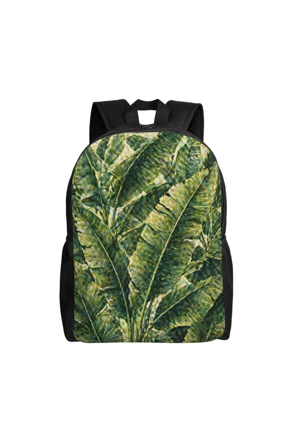 Tropical Banana Leaf Backpack Full Front Print Travel Laptop Bag for Men and Women