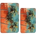 thumbnail image 1 of Tropical Bath Mat Abstract Boho Palms Leaf Coconut Tree Nature Scenery Bathroom Kitchen Rugs,17.8x29.5+16x48 Inch, 1 of 2