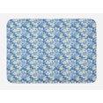 thumbnail image 1 of Tropical Bath Mat, Exotic Palm Leaves and Butterflies, Plush Bathroom Decor Mat with Non Slip Backing, 29.5" X 17.5", Azure Blue Yellow White, by Ambesonne, 1 of 2