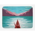 thumbnail image 1 of Tropical Bath Mat, Kayak in the River Extreme Sports Cartoon with Idyllic Mountain Region Background, Plush Bathroom Decor Mat with Non Slip Backing, 29.5" X 17.5", Multicolor, by Ambesonne, 1 of 2