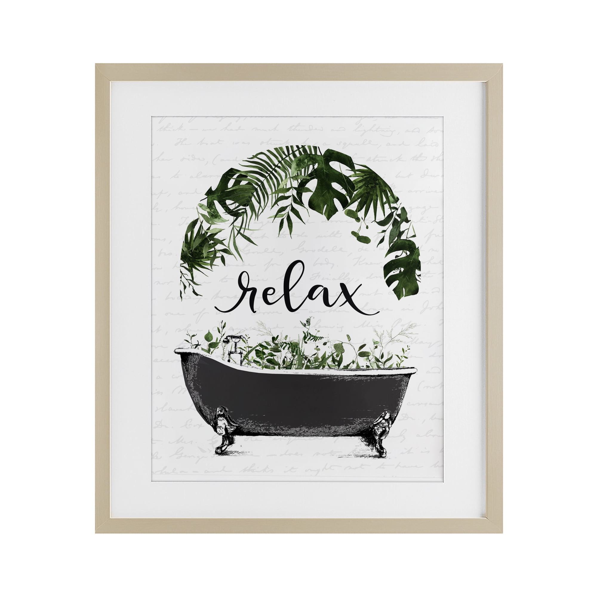 Tropical Bath Relax Birch Framed Print Under Glass, design by Lettered and Lined