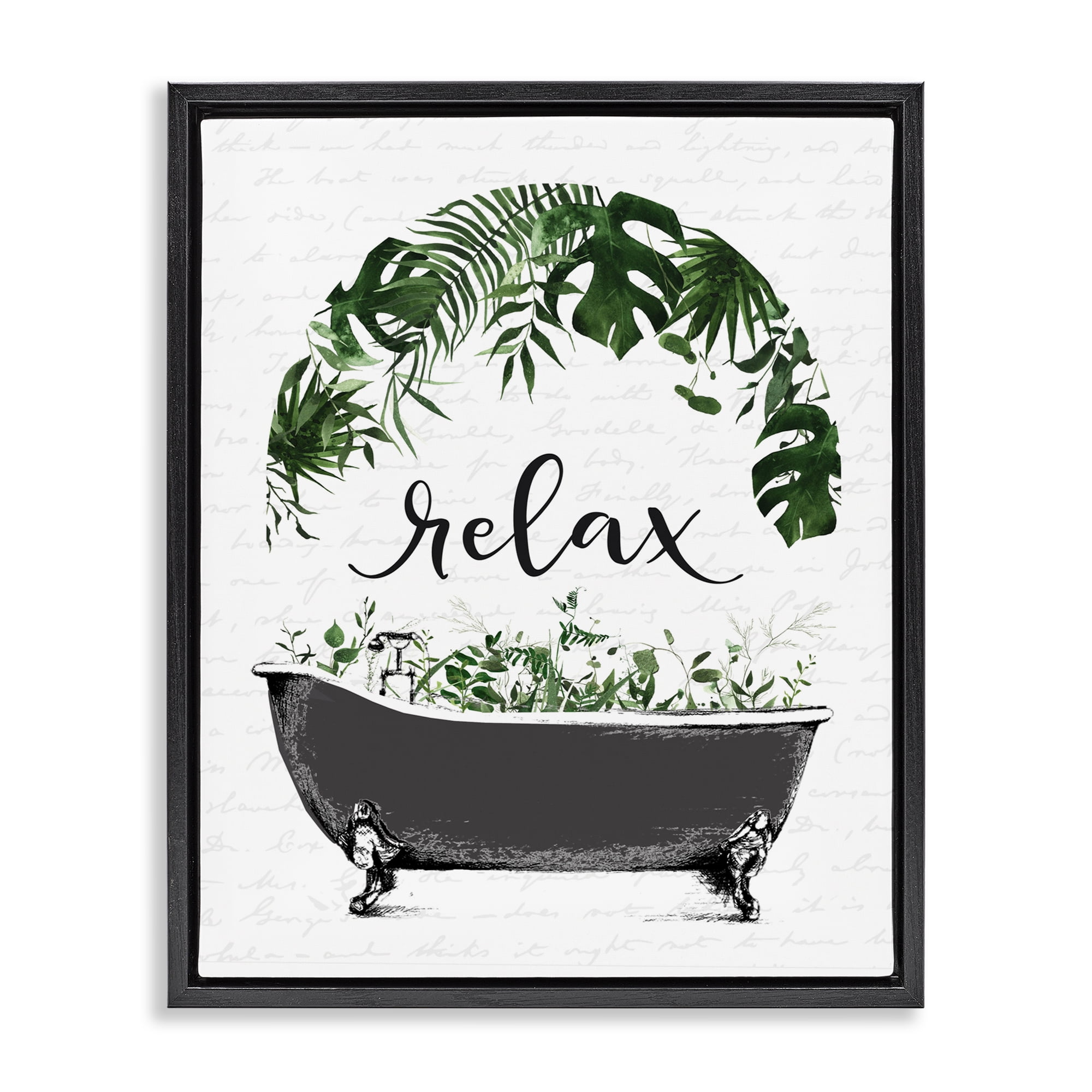Tropical Bath Relax Black Framed Floater Canvas Wall Art, design by Lettered and Lined