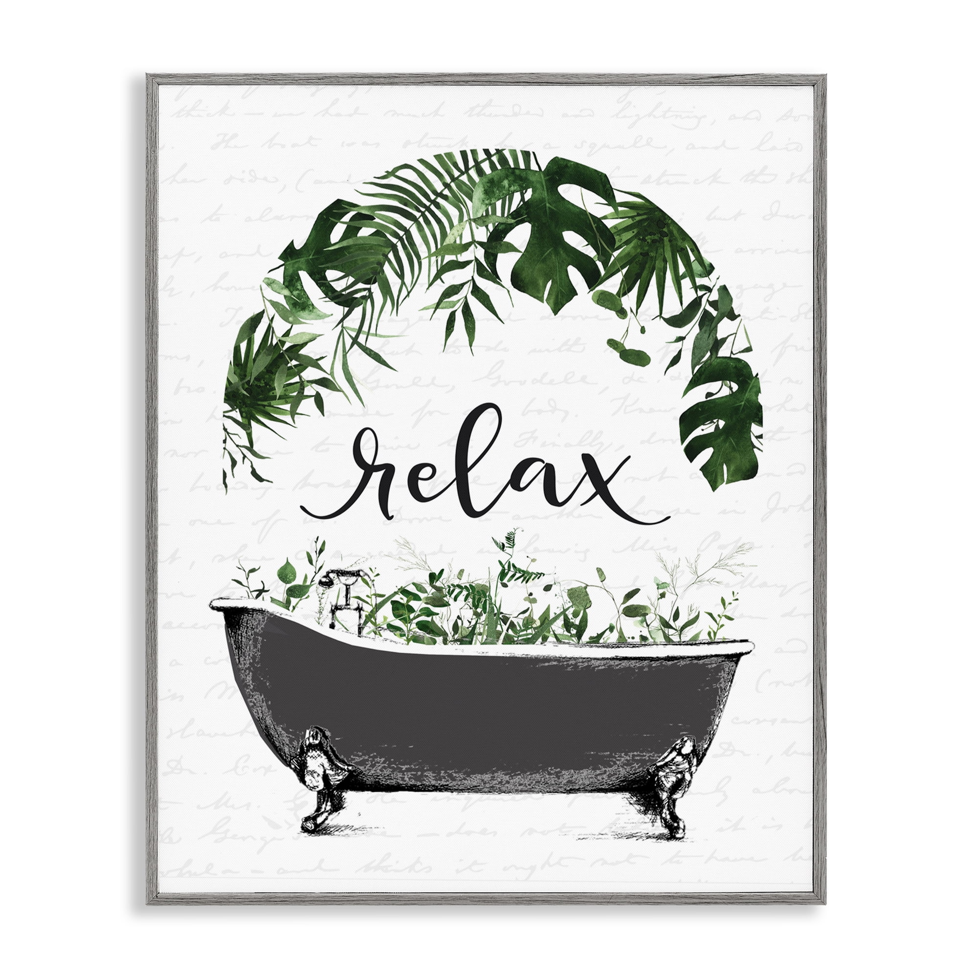 Tropical Bath Relax Gray Framed Giclee Art, design by Lettered and Lined