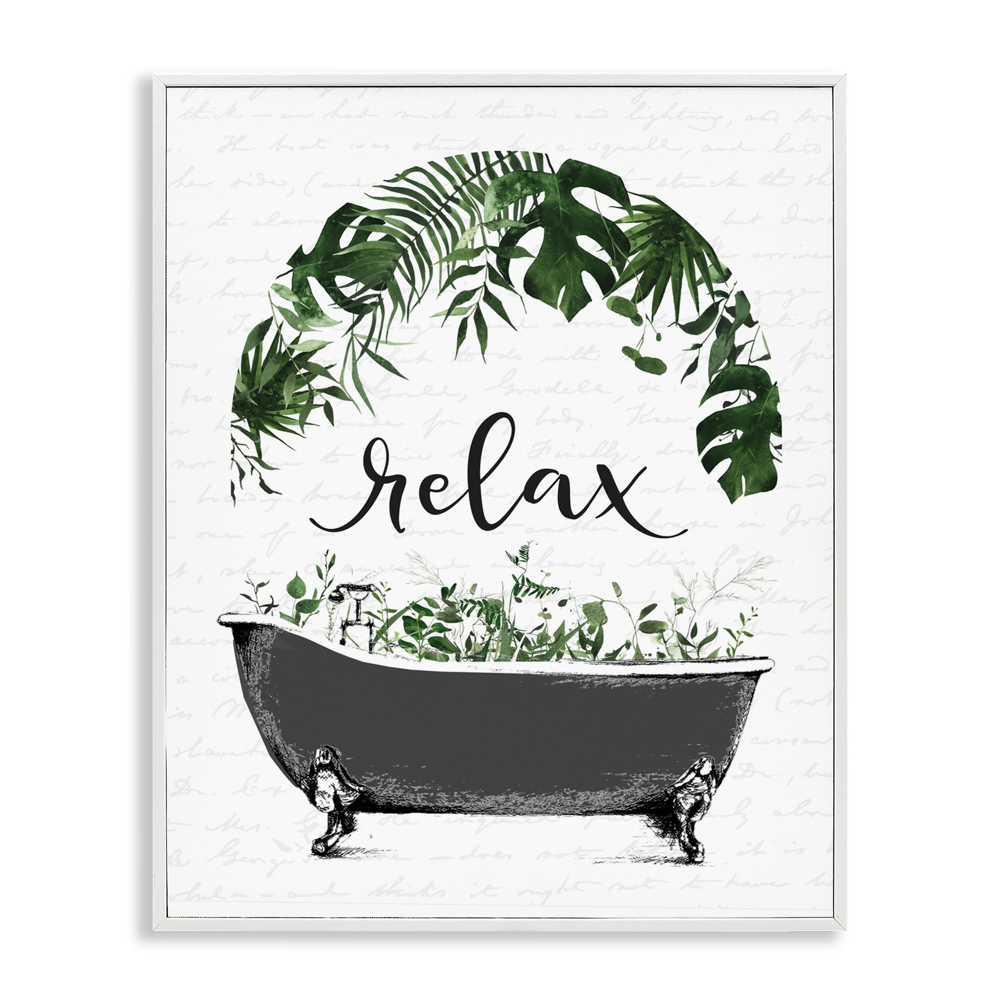 Tropical Bath Relax White Framed Giclee Art, design by Lettered and Lined