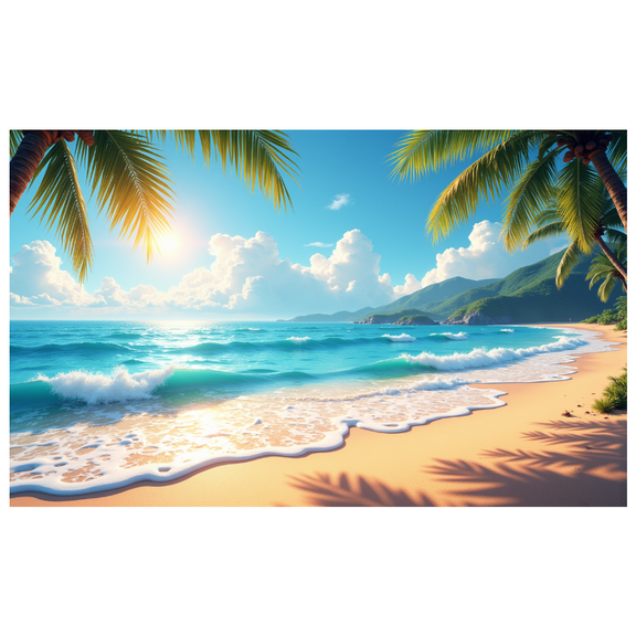 Tropical Beach Backdrop Palm Tree Ocean View Scenic Background for Vacation Party Summer Events