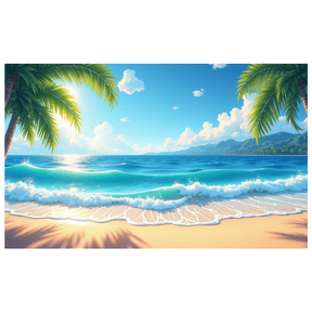 Tropical Beach Backdrop Palm Tree Ocean View Scenic Background for Vacation Party Summer Events