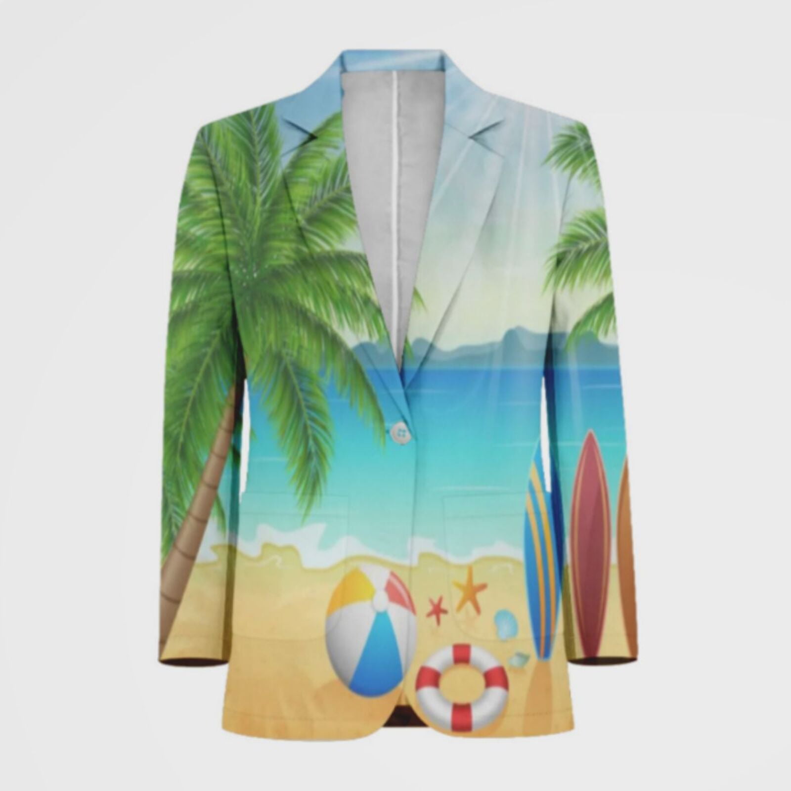 Tropical Beach Bright Sun-01 Men Blazers Slim Clothing Summer Jacket ...