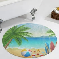 Tropical Beach Bright Sun Round Carpet Circle Rug Outdoor Patio Area Rug Washable Large Area Rugs Hallway Room Decor Fitness Mats