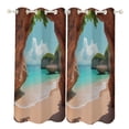 thumbnail image 1 of Tropical Beach Cave View 2 Panels Blackout Curtains for Bedroom Living Room Drapes Kitchen Room Window Blackout Curtain Grommet, 1 of 6