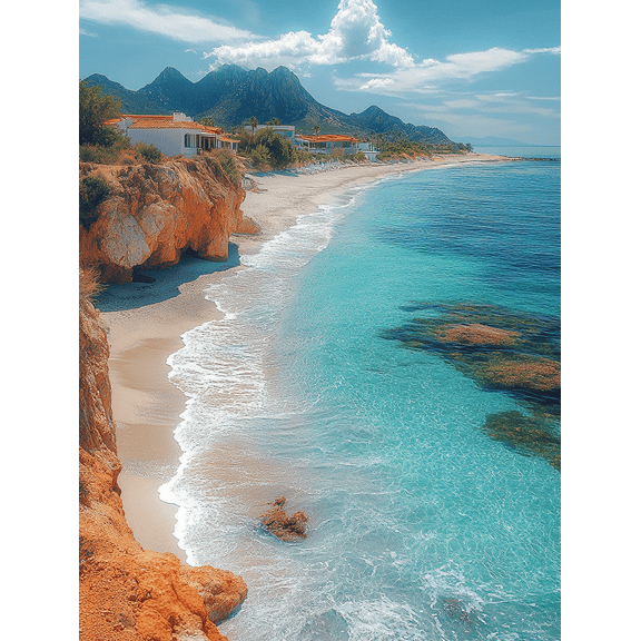 Tropical Beach Coastal Canvas Print/Wall Art Suitable for Living Room and Hotel Decoration.