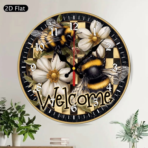 Tropical Beach Coconut Cocktail Round Wall Clock, "It's 5 O'Clock Somewhere" Summer Vacation Home Decor Silent