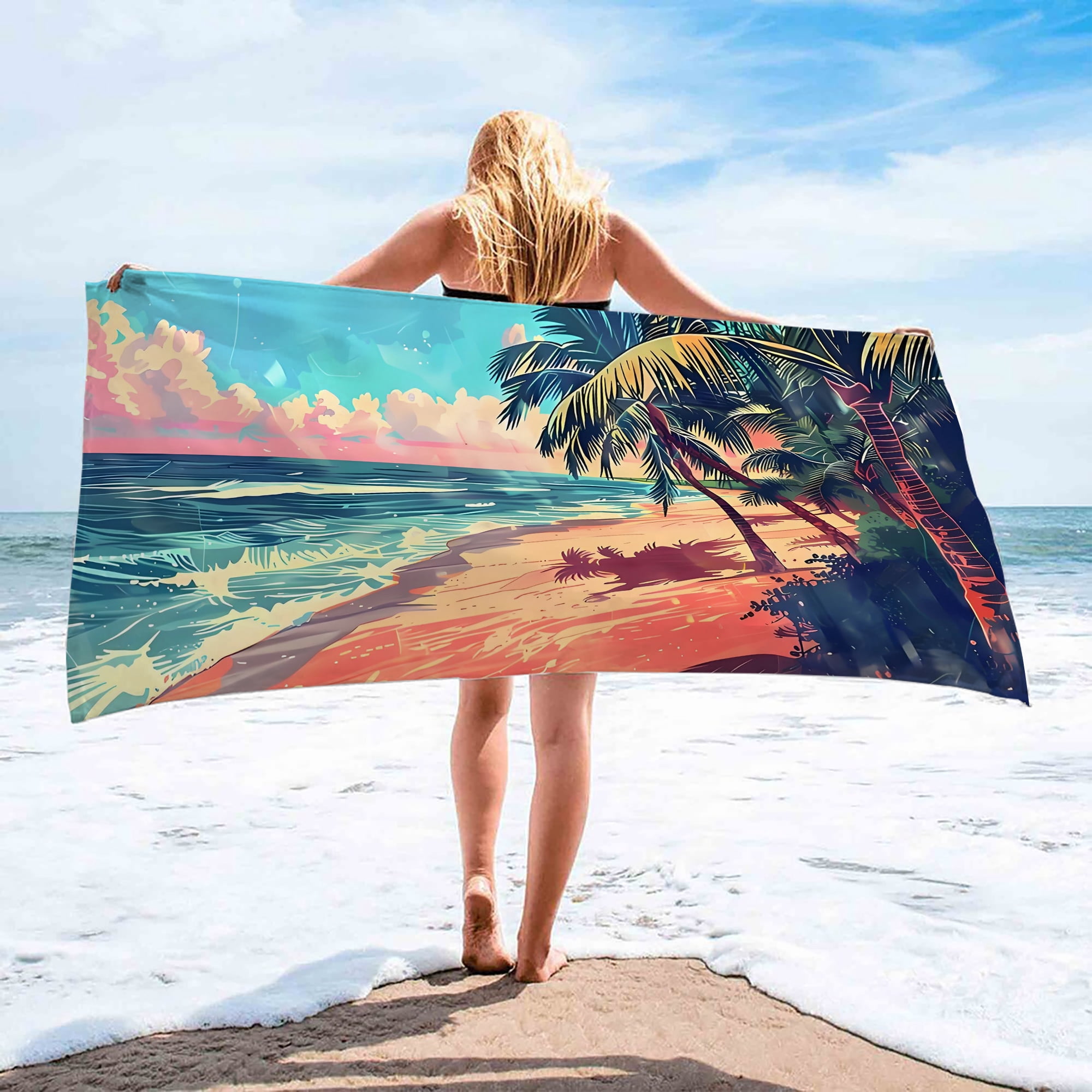 Tropical Palm Leaves Beach Towel - 52"x32" Large, Quick Dry Microfiber, Super Absorbent For Pool, Travel, Camping - View #11