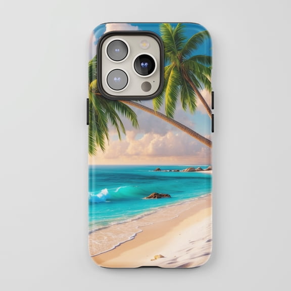Tropical Beach For All iPhone Series Protective Phone Case Scenic Summer Blue Green