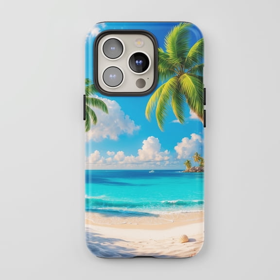 Tropical Beach For All iPhone Series Protective Phone Case Tropical Blue Green