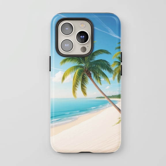 Tropical Beach For All iPhone Series Protective Phone Case Tropical Landscape Blue Sand