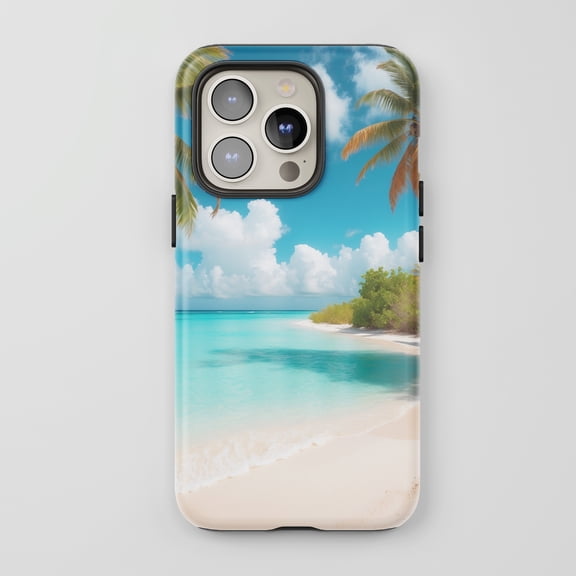 Tropical Beach For All iPhone Series Protective Phone Case Tropical Theme Aqua Blue