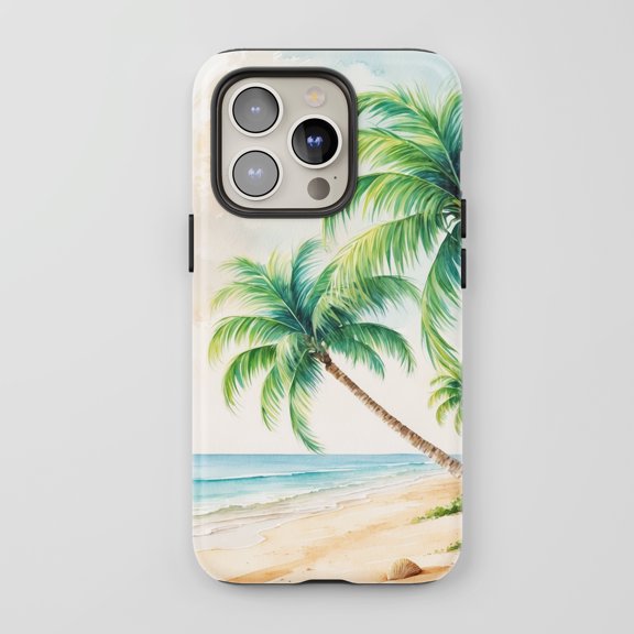 Tropical Beach For All iPhone Series Protective Phone Case Watercolor Nature Multi-Color