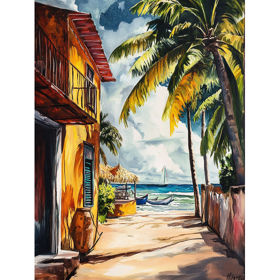 Tropical Beach House Canvas Art Print Perfect for Living RoomKitchen Bathroom and Office Decor