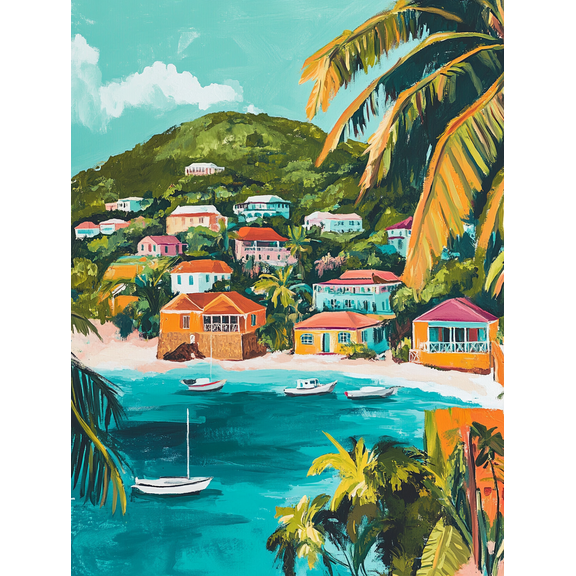 Tropical Beach House Canvas Wall ArtPerfect for Living RoomBedroomBathroomKitchenOffice Decor