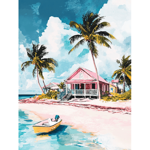 Tropical Beach House Canvas Wall Art Perfect for Living Room Bedroom Bathroom Kitchen and Office Decor.