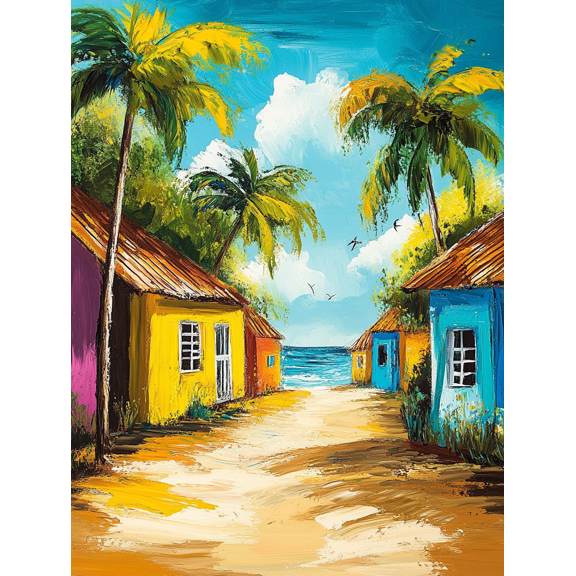 Tropical Beach House Canvas Wall Art Perfect for Living RoomBathroom Kitchen and Office Decoration.
