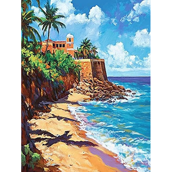 Tropical Beach House Coastal Canvas Print/Wall Art Perfect for Living Room Bedroom Bathroom Office and Hotel Decoration