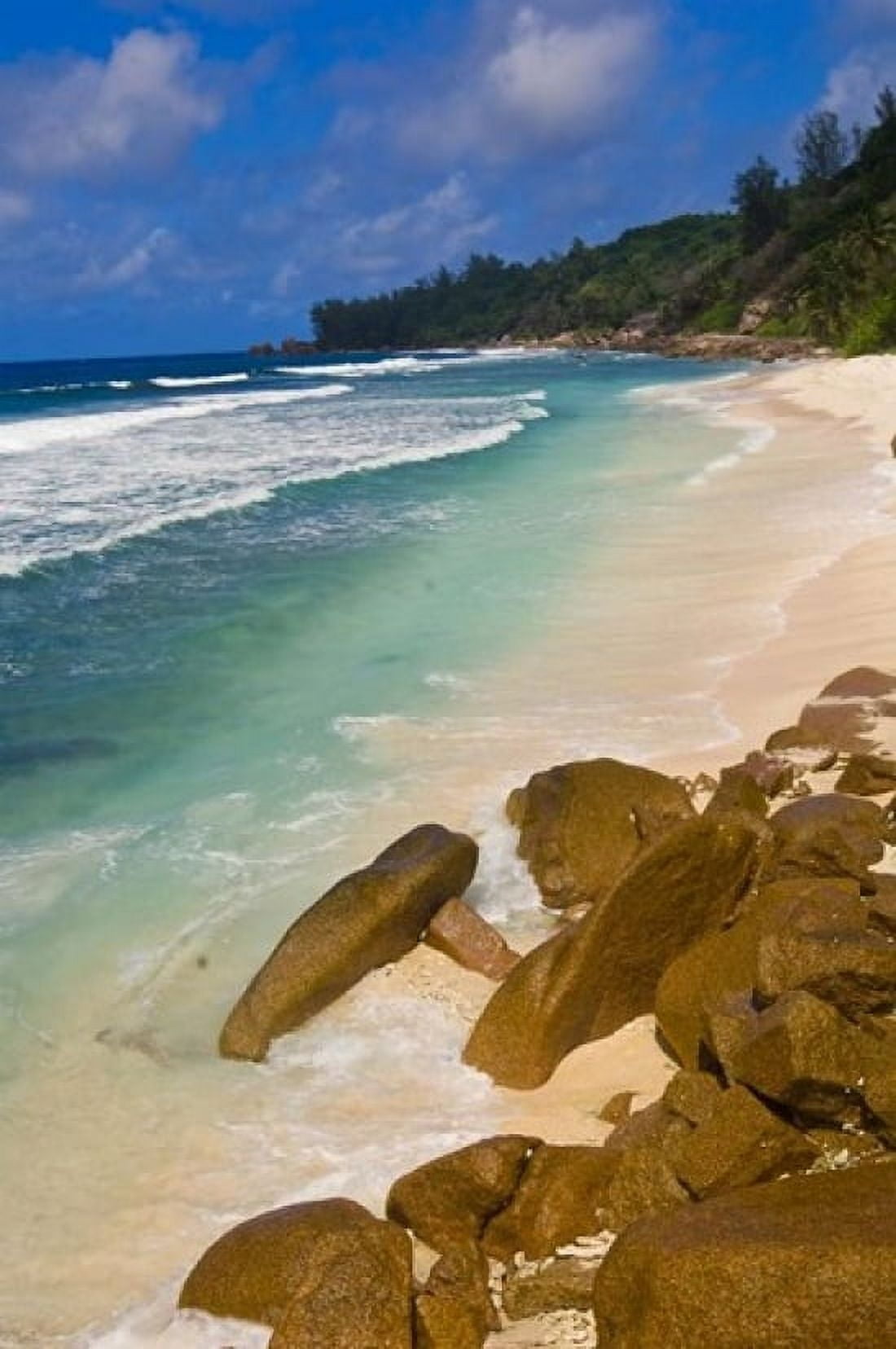 Tropical Beach La Digue Island Seychelles Africa Canvas Art - Alison Wright DanitaDelimont (11 x 17)