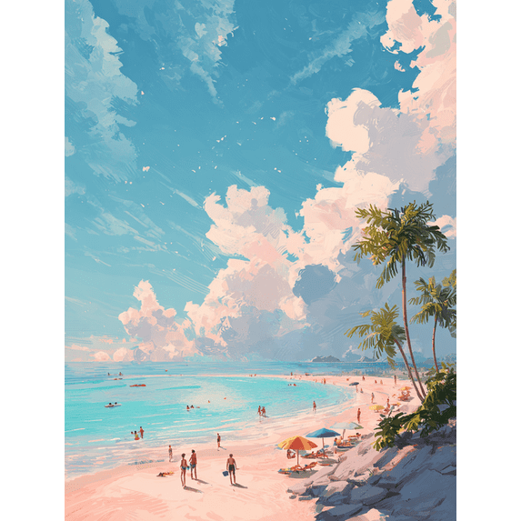 Tropical Beach Landscape Canvas Print, Suitable for Living Room, Bedroom, Bathroom, Office, Beach House, Coastal Decor