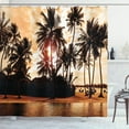 thumbnail image 1 of Ambesonne Tropic Shower Curtain, Ocean Sea Love Palms, 69"Wx84"L, Orange and Brown, 1 of 3