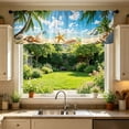 thumbnail image 1 of Tropical Beach Ocean Seashell Starfish Window Valance Curtain,Light Filtering Washable Coastal Short Kitchen Valance Curtain for Home,Cafe Decor, 1 of 6