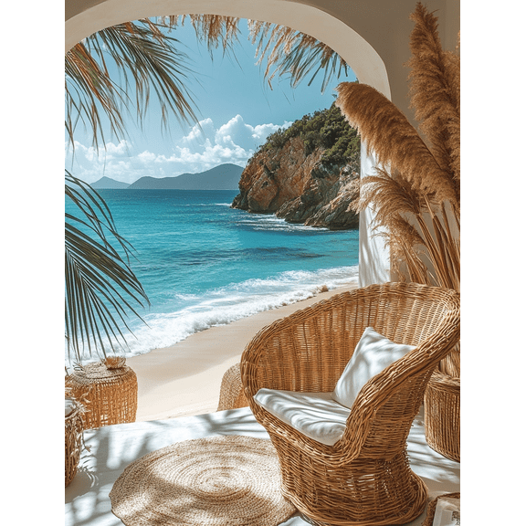 Tropical Beach Ocean View Canvas Wall Art Print Perfect for Living RoomOffice and Hotel Decoration