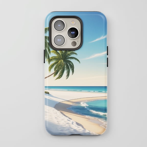 Tropical Beach Palm Tree For All iPhone Series Protective Phone Case Summer Blue