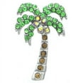 thumbnail image 1 of Tropical Beach Palm Tree Pin Brooch Lime Green Brown Stone Silver Tone Clothing, 1 of 1
