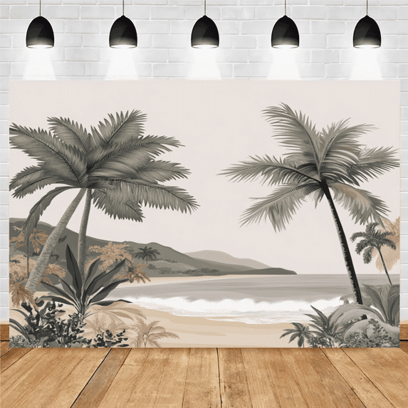 Tropical Beach Palm Trees(5) Natural Scenic Backdrops Summer Landscape Photography Backgrounds For Photo Studio